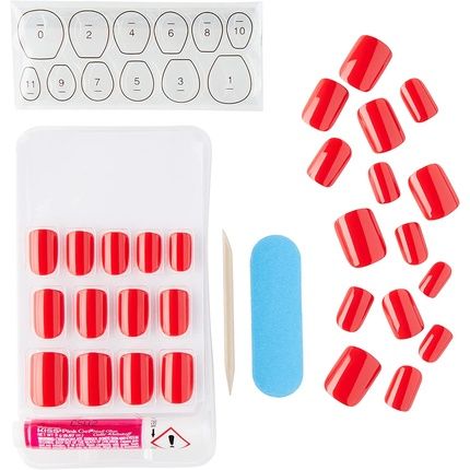 Kiss Gel Fantasy Collection Glue-On Manicure Kit Whatever Short Length Square Fake Nails 28 False Nails Nail Glue Nail File And Manicure Stick - Image 3