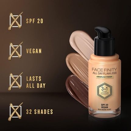 Max Factor Facefinity 3-In-1 All Day Flawless Liquid Foundation Spf 20 44 - Image 3