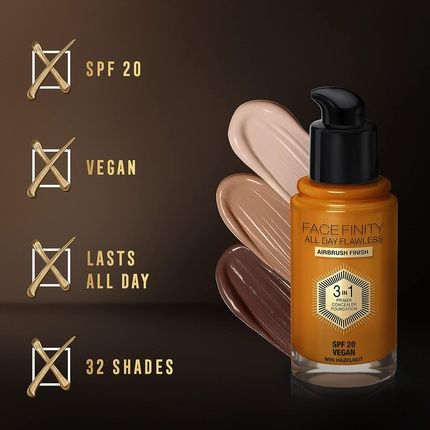 Max Factor Facefinity 3In1 All Day Flawless Foundation 95 Hazelnut With Spf 20 30Ml - Image 3