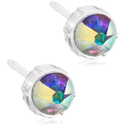 Blomdahl Nickel Free Medical Plastic 6Mm Crystal Stud Earrings