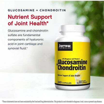 Jarrow Formulas Glucosamine + Chondroitin Nutrient Support Of Joint Health 240 Capsules - 60 Servings - Image 3