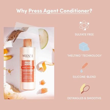 Mizani Press Agent Sulfate-Free Conditioner Detangles Hair For Heat Styling Blowout And Silk Press Seals Hair From Humidity Thermal Smoothing For Dry Frizzy Hair With Argan Oil 33.8 Fl Oz - Image 3