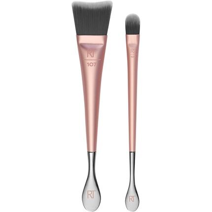 Real Techniques Skincare Brush Duo For Hands Free Application Of Serums, Creams, And Toners - 2 Piece Set Pink - Image 3