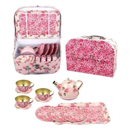 Magni Tea Set In Suitcase With Flowers
