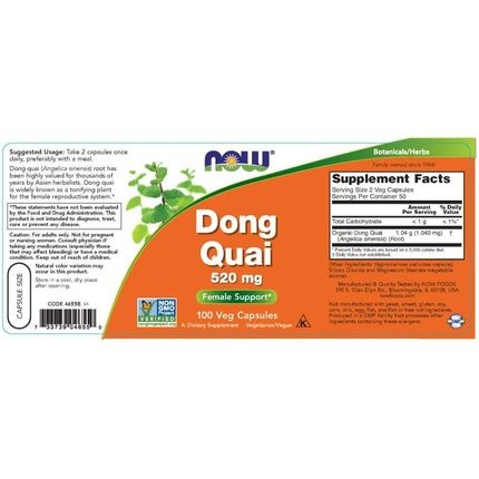Dong Quai 520Mg 100 Capsules