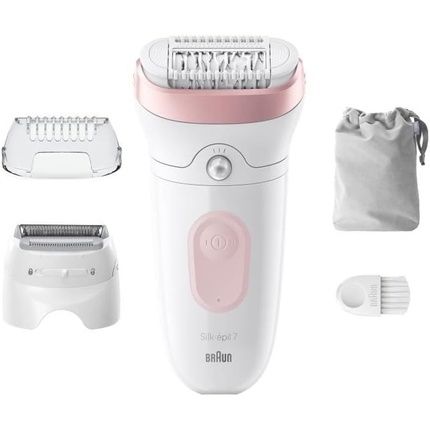 Braun Silk-Epil 7 Epilator For Easy Hair Removal Long-Lasting Smooth Skin 7-030 White/Flamingo Pink