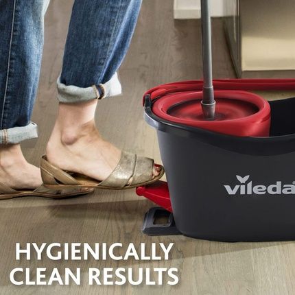 Vileda Easy Wring And Clean Turbo Microfibre Mop And Bucket Set 48.5X27.5X28Cm Grey/Red