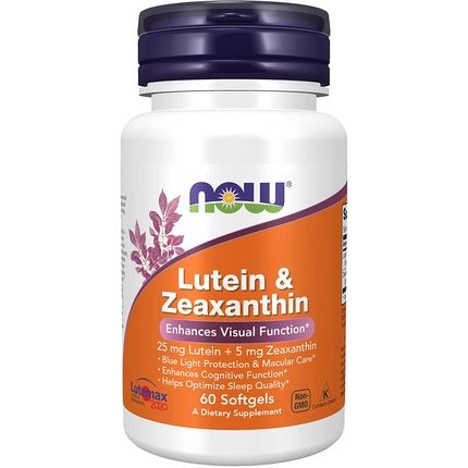 Now Lutein & Zeaxanthin Supplement 25Mg Lutein 5Mg Zeaxanthin 60 Softgels
