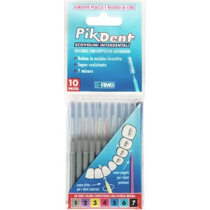Pikdent Interdental Brushes With Coated Steel Core And Tynice Bristles Size 1 Grey 0.4Mm Cylindrical - Pack Of 10