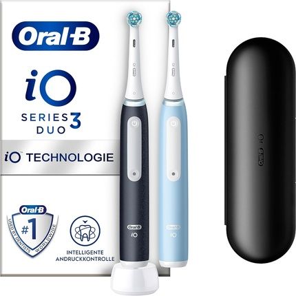 Oral-B Io Series 3 Electric Toothbrush With 2 Brush Heads 3 Cleaning Modes - Matt Black/Ice Blue