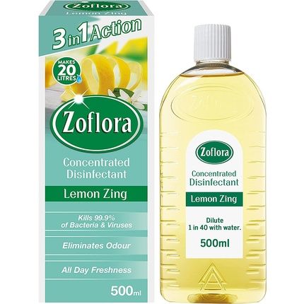 Zoflora Lemon Zing 500Ml Concentrated 3-In-1 Multipurpose Disinfectant 500Ml