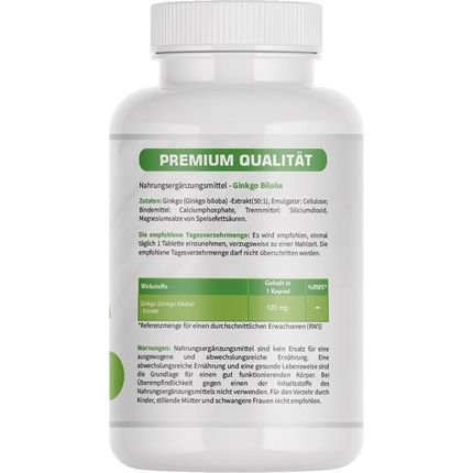 Ginkgo Biloba Extract 120Mg 120 Tablets For Memory And Concentration - Image 3