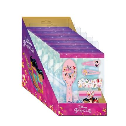 Princess Beauty Set With 1 Brush, 2 Hairpins, 4 Hair Ties, And 1 Fabric Hair Tie - Multicolor Inspired By Princesses - Original Product Designed In Spain