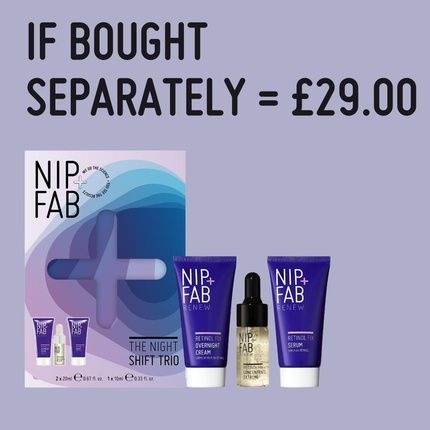 Nip+Fab Christmas Gift Set The Night Shift Trio Retinol Fix Extreme Concentrate Serum And Overnight Cream For Firmer And Smoother Face Skin - Image 3