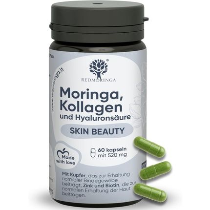 Redmoringa Hyaluronic Acid Collagen Capsules Complex Organic Moringa 100 Capsules