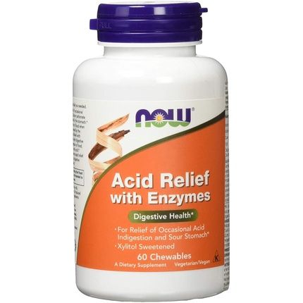 Now Foods Acid Relief With Enzymes 60 Chewable Tablets