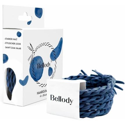 Bellody Original Hair Bobbles Stylish Braided Hair Scrunchie With Strong Hold Set Of 4 Blue Jeans Women'S Hair Accessories In Dark Blue