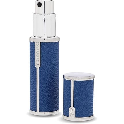 Travalo Milano Perfume Atomizer Travel Refill U-Change System Tsa Approved Reusable Airtight Easy Fill Mini Pump Sprayer Lightweight Portable Vegan Leather With Polished Metal Outer Shell Blue 0.17Oz