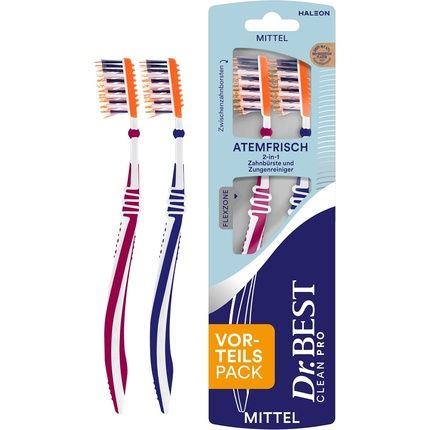 Dr. Best Breath Fresh Medium Toothbrush Value Pack With 2-In-1 Toothbrush