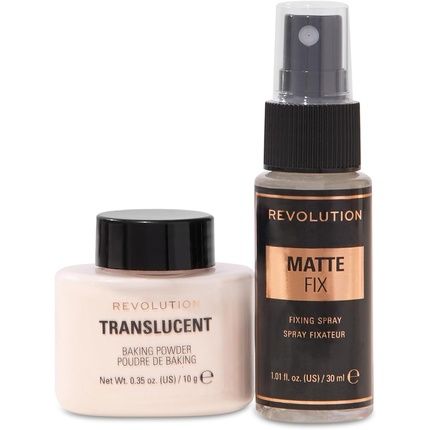 Revolution Mini Matte Hero'S Makeup Setting Duo Translucent Loose Baking Powder