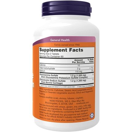 Now Foods Glucosamine And Chondroitin Extra Strength Tablets 120 Tablets