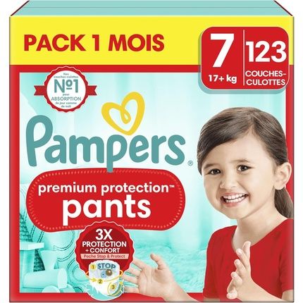 Pampers Baby Nappies Pants Size 7 Premium Protection Extra Large Monthly Box