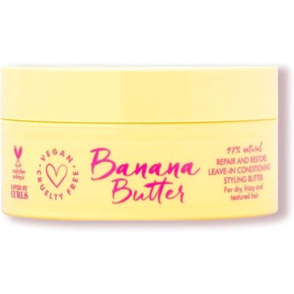 Umberto Giannini Coily Banana Butter Repair + Restore Vegan Leave-In Conditioner Cruelty Free 97% Natural Hydrating Styling Cream 200G