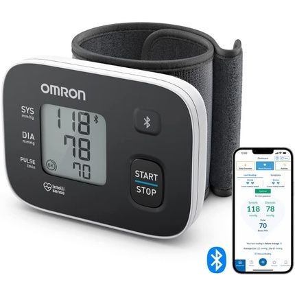 Omron Rs3 Intelli It Wrist Blood Pressure Monitor With Free Smartphone App For Ios/Android 60 Memory Spaces