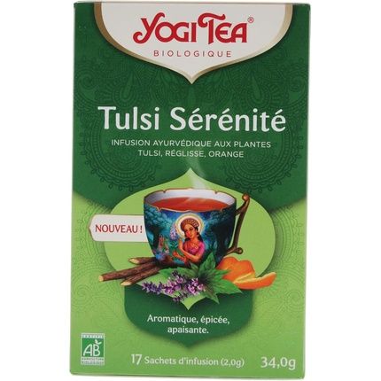 Yogi Tea Organic Tulsi Green Teabags 17 Sachets - Stress Relief High Caffeine
