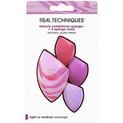 Real Techniques Berry Pop Miracle Complexion Sponge & Mini Sponges Kit Makeup Blending Sponges For Foundation Concealer & Other Cream Products Full Coverage Streak Free