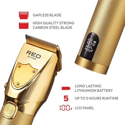 Red By Kiss Cordless Hair Clippers Hair Trimmer For Professional Haircut Grooming Kit For Men Ultra Clean-Cut Clipper Cordless