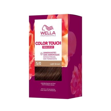 Wella Professionals Color Touch Ammonia-Free Semi-Permanent Hair Color For Color Refreshing And Gray Hair Coverage With Root Kit And Hair Mask Light Brown