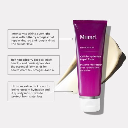 Murad Cellular Hydration Barrier Repair Mask Hydrating Face Mask With Bilberry Omegas Hibiscus Extract And Canadian Willowherb 2.7 Fl Oz
