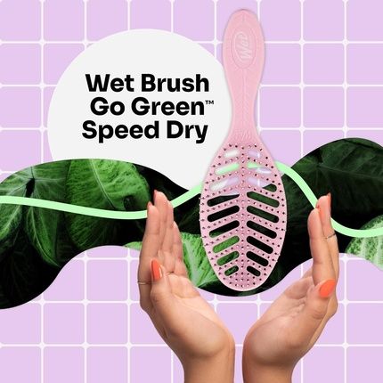 Wetbrush Go Green Speed Dry Detangler With Heatflex Bristles For Safe Use With A Hairdryer Vented To Allow Moisture To Be Removed From Hair Quickly For Fast Drying Time Pink