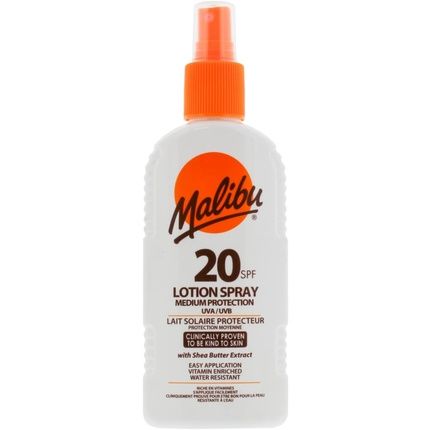 Malibu Sun Spf 20 Lotion Spray Medium Protection Sun Cream With Shea Butter Extract 200Ml