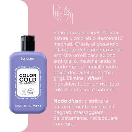 Kemon Color Cold Shampoo For Colored, Bleached Or Highlighted Hair