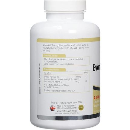 Natures Aid Evening Primrose Oil 1000Mg Cold Pressed Omega-6 Gla 180 Softgel Capsules - Image 3