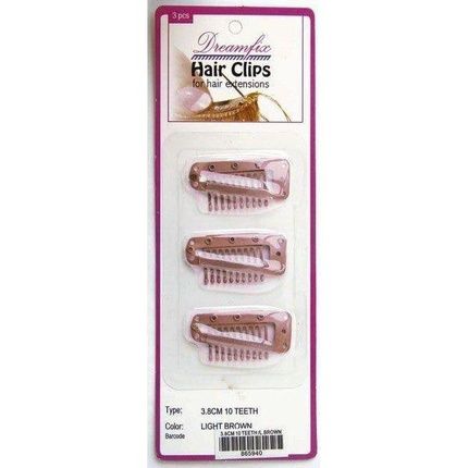 Dreamfix Hair Clips - 3 Pieces, 10 Teeth, 3.8 Cm, Light Brown