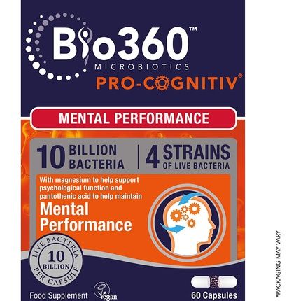 Bio360 Pro-Cognitiv Mental Performance 60 Capsules - 10 Billion Bacteria From Natures Aid