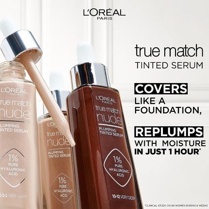 L'Oreal Paris True Match Tinted Serum Foundation With 1% Hyaluronic Acid 30Ml Shade 7-8 Tan-Deep