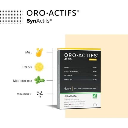 Aragan Organic Oroactive Sore Throat Dietary Supplement With Honey And Acerola