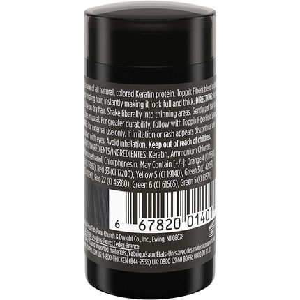 Toppik Hair Building Fibers Powder Black 3G Bottle - Instant Thinning Concealer For Men And Women