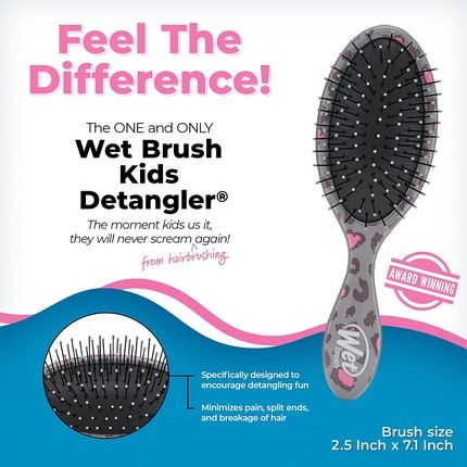 Wet Brush Kids Detangler Hair Brush Leopard Midi With Ultra-Soft Intelliflex Bristles - Pain-Free Comb For All Hair Types