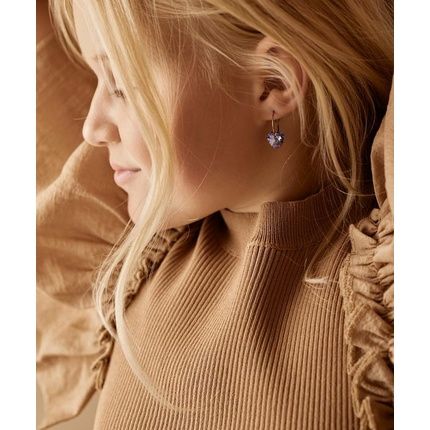 Blomdahl Hypoallergenic Natural Titanium Crystal Heart Pendant Earrings - Image 3