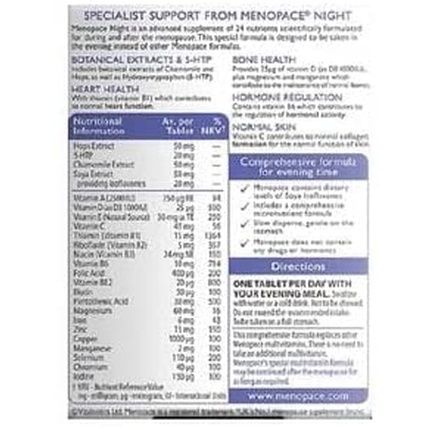 Vitabiotics Menopace Night Tablets 30 Capsules