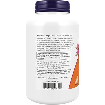 Now Foods Vitamin C500 Chewable Antioxidant Protection With Orange Juice Flavor 100 Tablets - Image 3