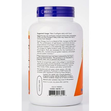 Now Foods Super Omega 3-6-9 180 Capsules - Image 3