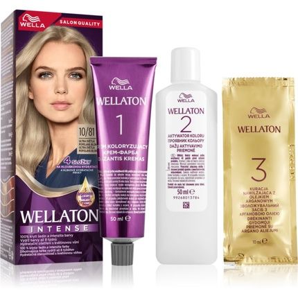 Wella Wellaton Intense Permanent Hair Color With Argan Oil - 10/81 Ultra Light Ash Blond, 1 Piece