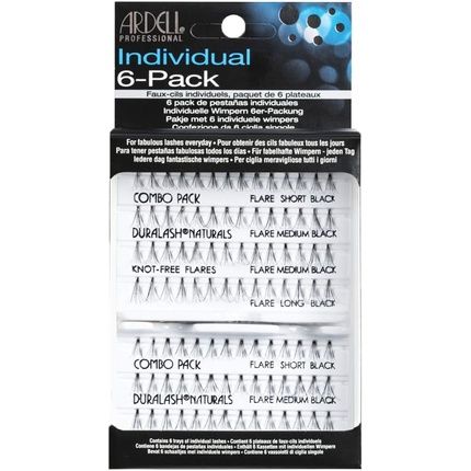 Ardell Knot-Free Individuals Combo Eye Lashes Black - Pack Of 6