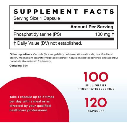 Jarrow Formulas Phosphatidylserine (Ps) Supports Brain Health 100Mg 120 Count